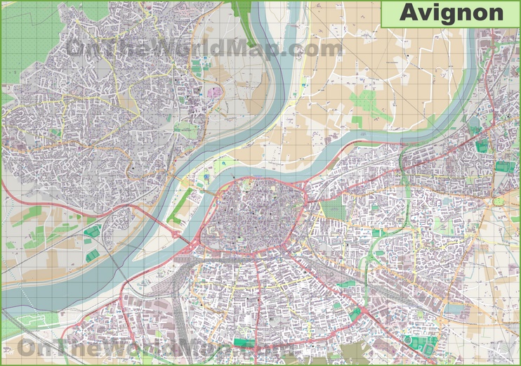 Large detailed map of Avignon