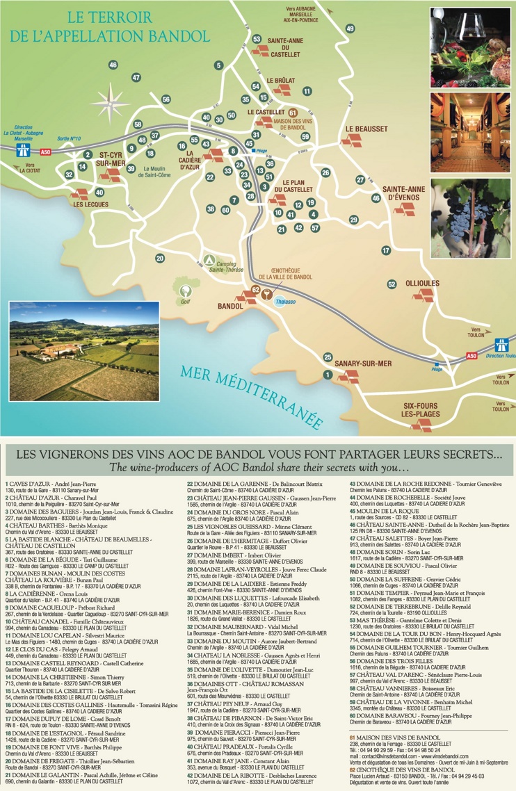 Bandol wine map
