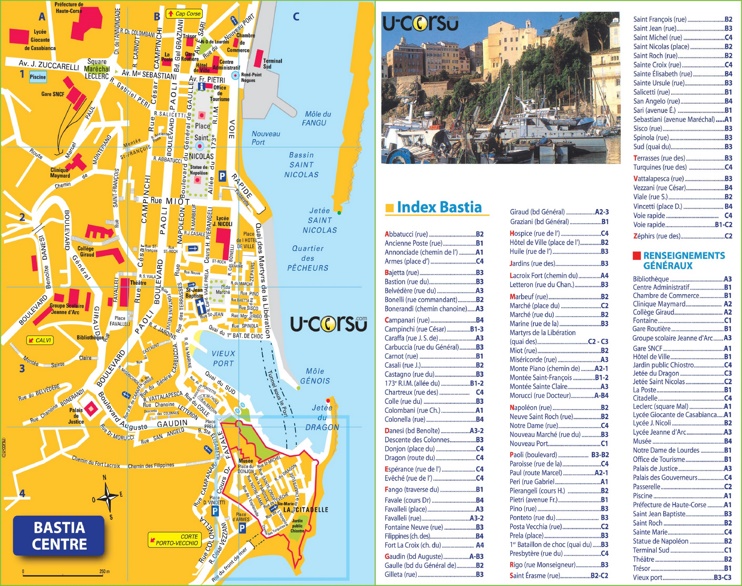 Bastia city center map