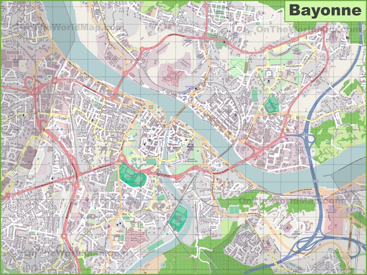 Large detailed map of Bayonne