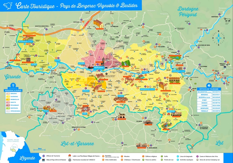 Bergerac area tourist map