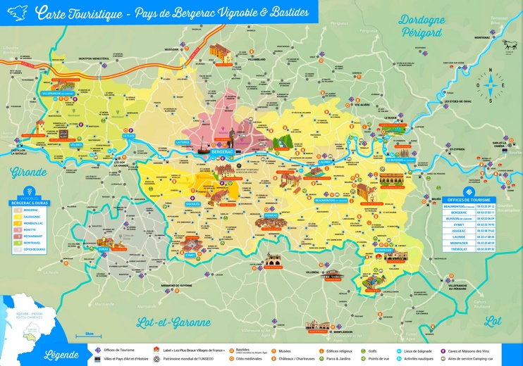 Bergerac Area Tourist Map Ontheworldmap
