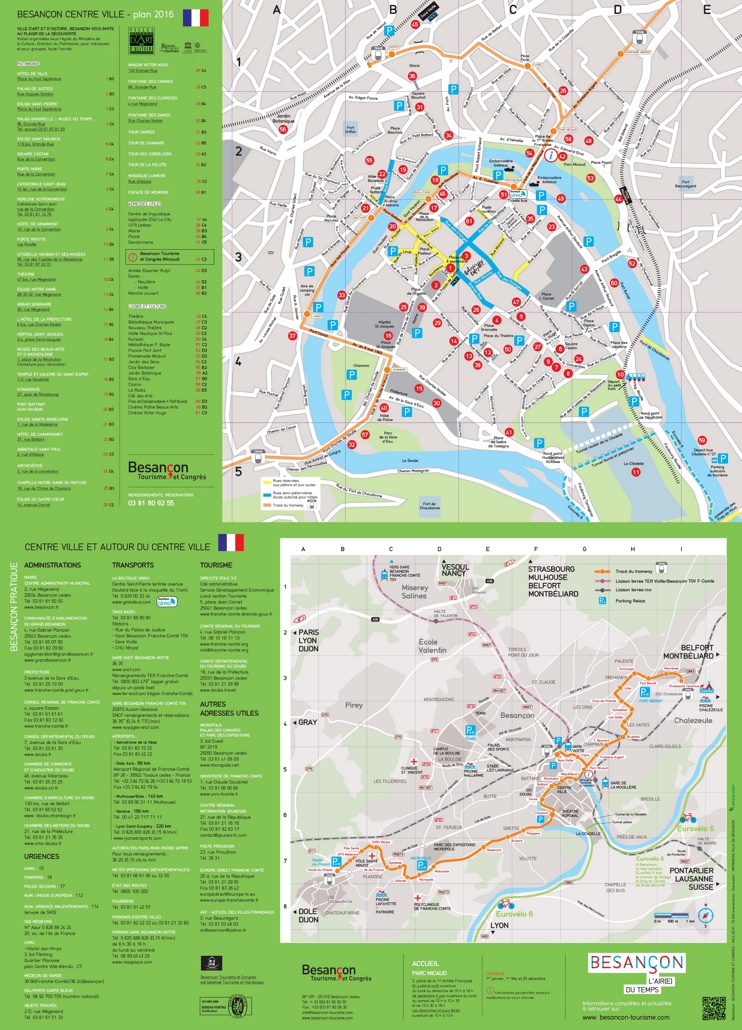 Besançon sightseeing map