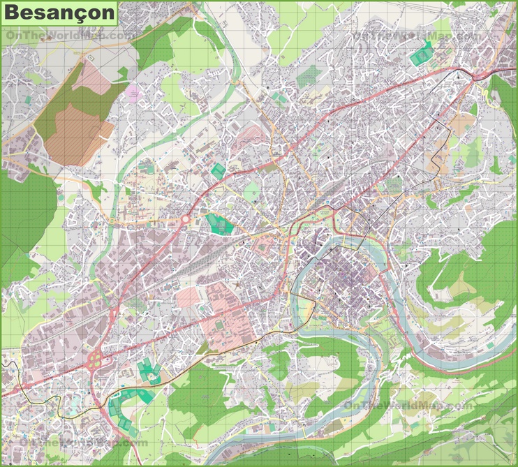 Large detailed map of Besançon
