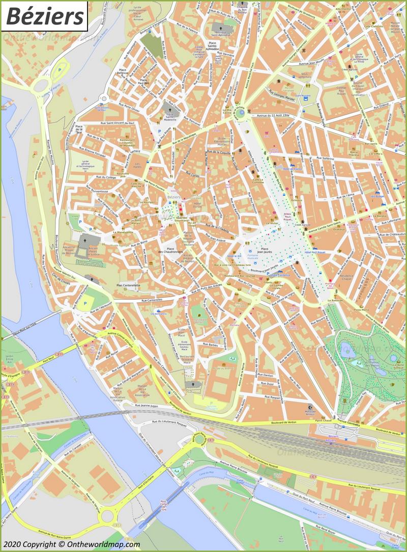 Map of Béziers
