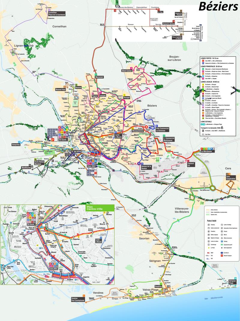 Béziers Transport Map