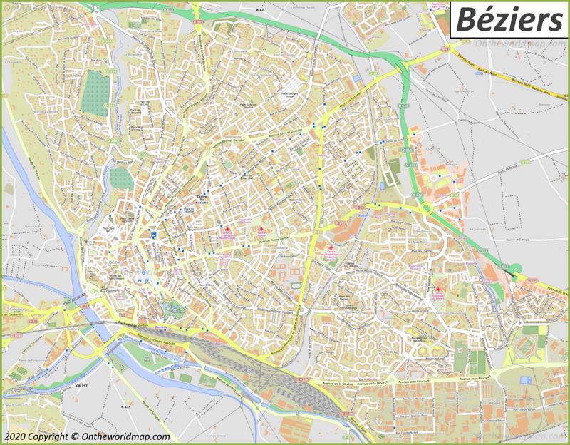 Detailed Map of Béziers