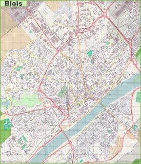 Large detailed map of Blois