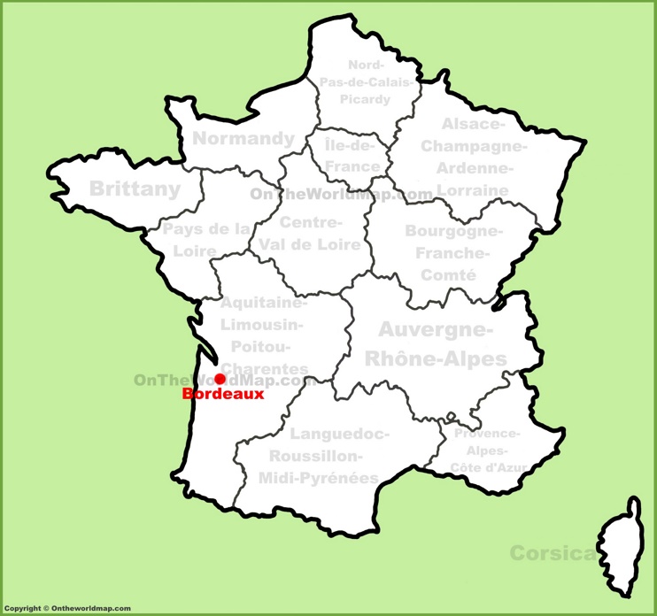 Bordeaux location on the France map