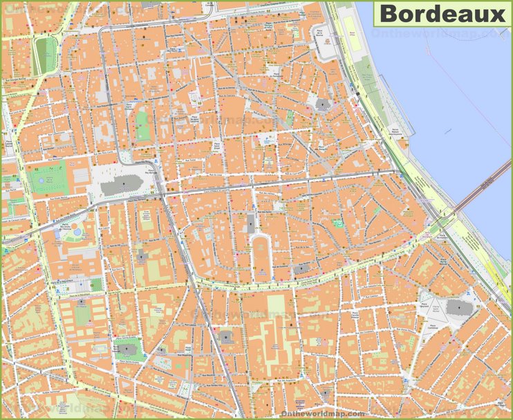 Detailed map of Bordeaux city center