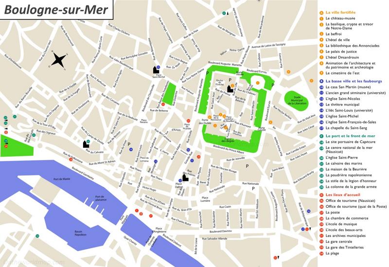 Boulogne-sur-Mer Tourist Map