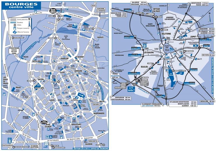 Bourges tourist attractions map