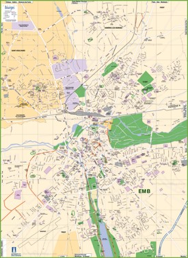 Large detailed tourist map of Bourges