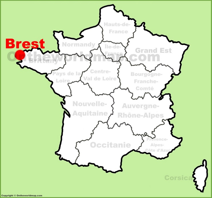 Brest location on the France map