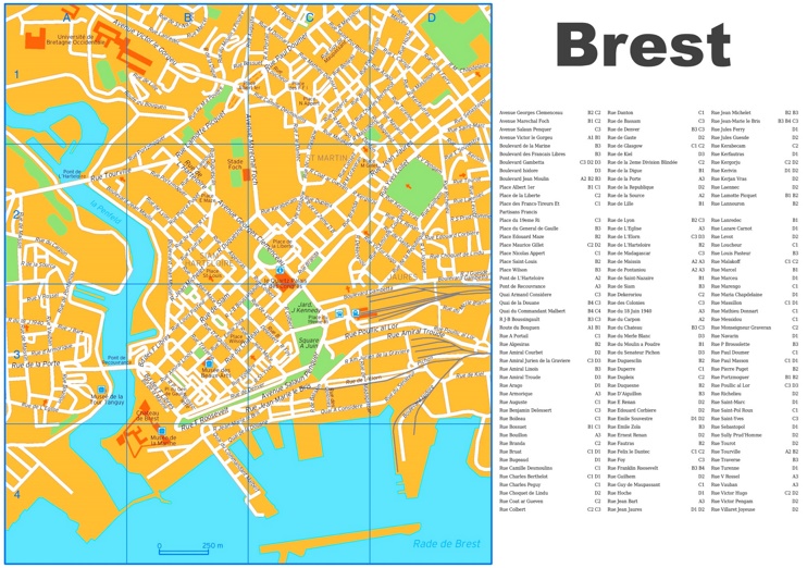 Brest tourist map