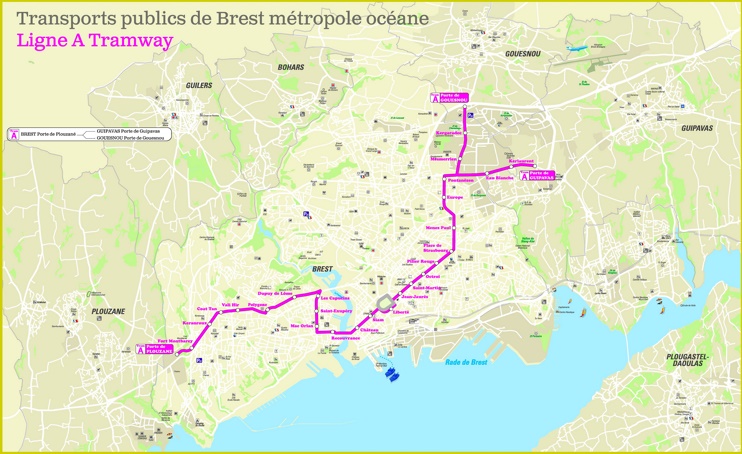 Brest tramway map