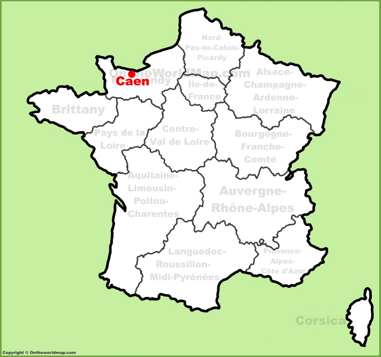 Caen location on the France map