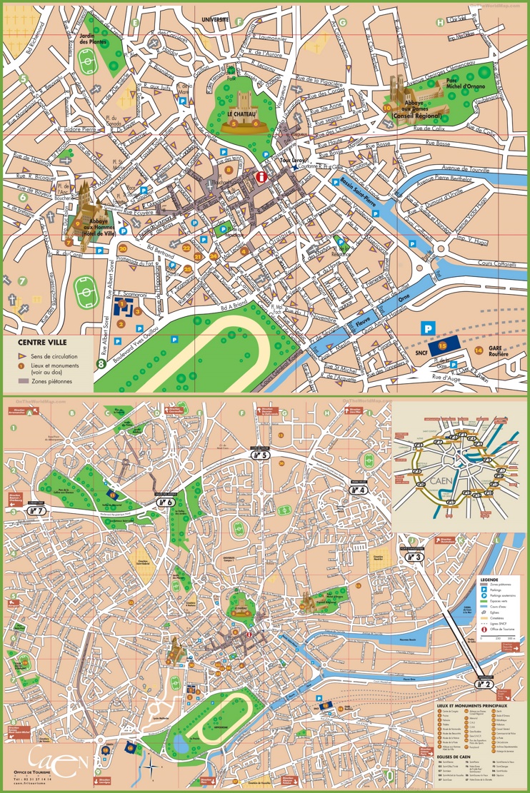 Caen sightseeing map