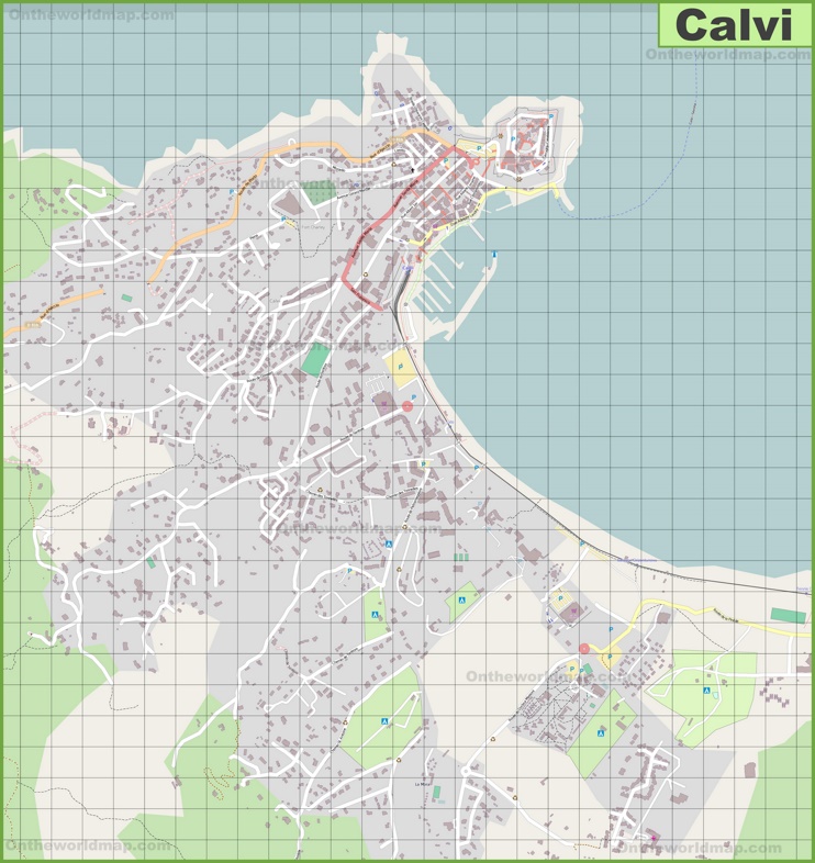 Detailed map of Calvi