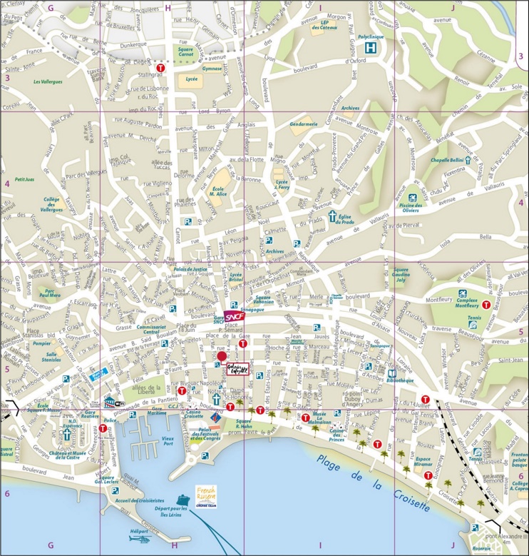 Cannes city center map