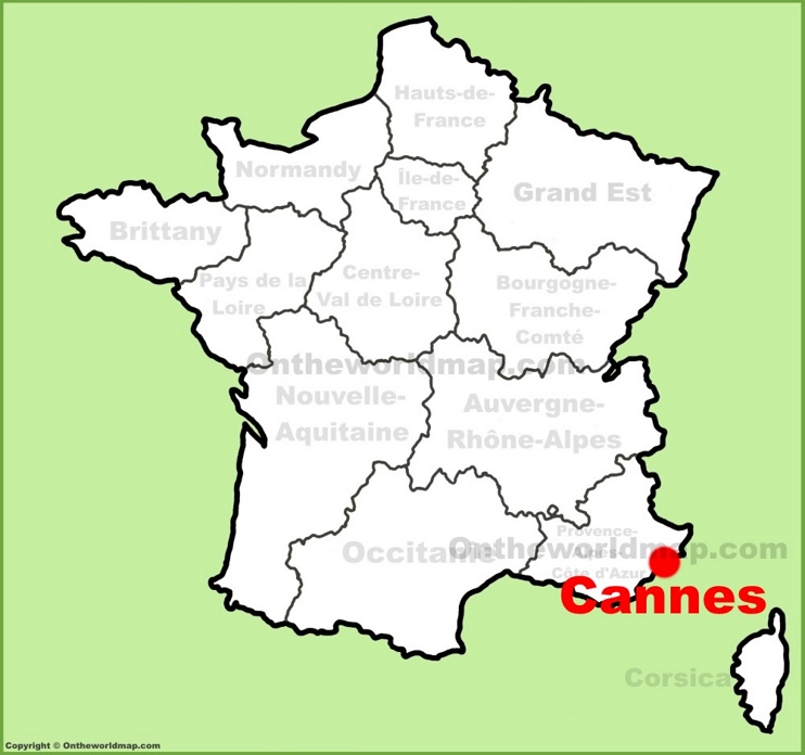 Cannes location on the France map