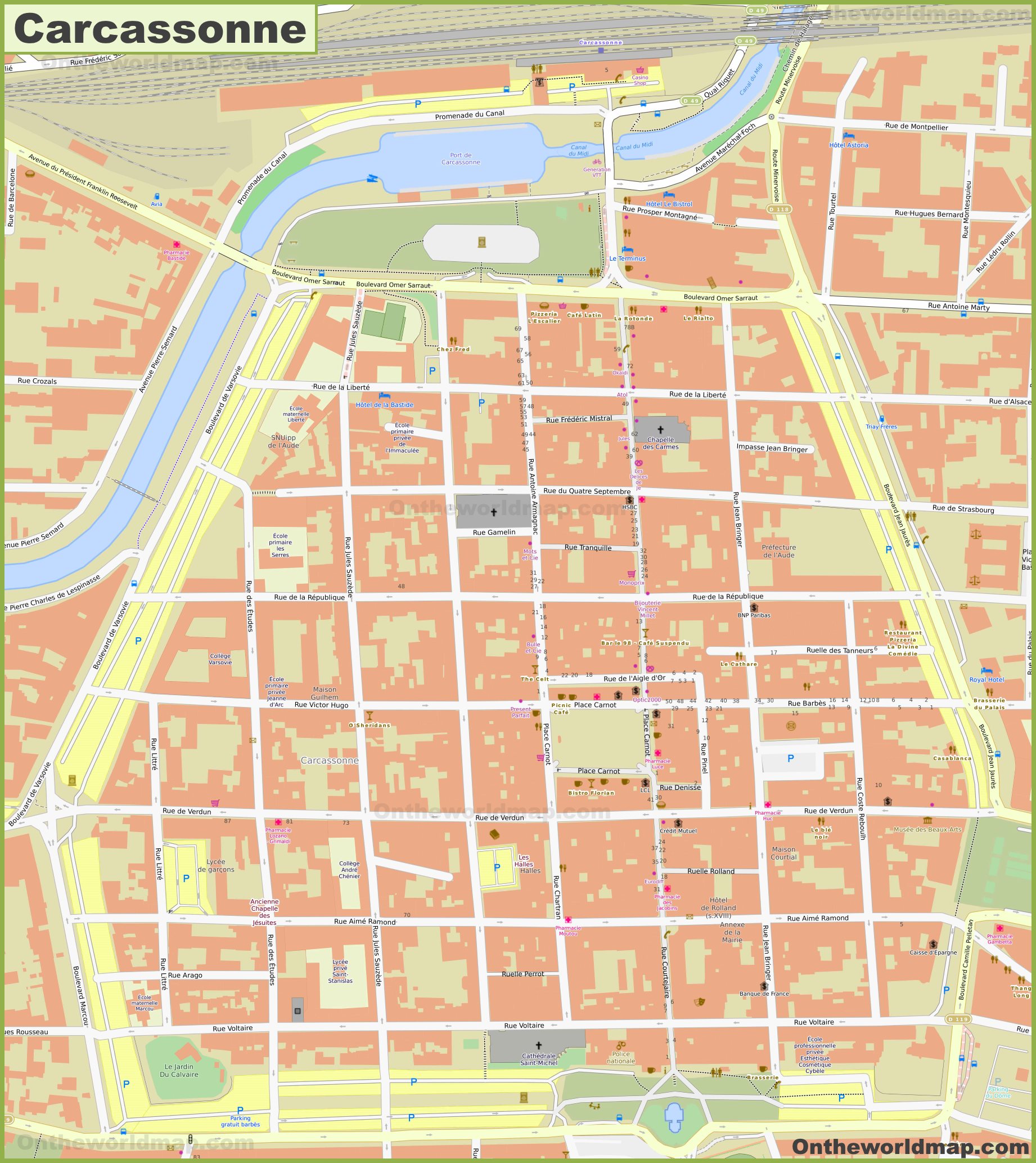 Carcassonne City Center Map 