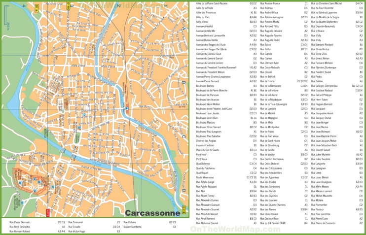 Carcassonne streets map