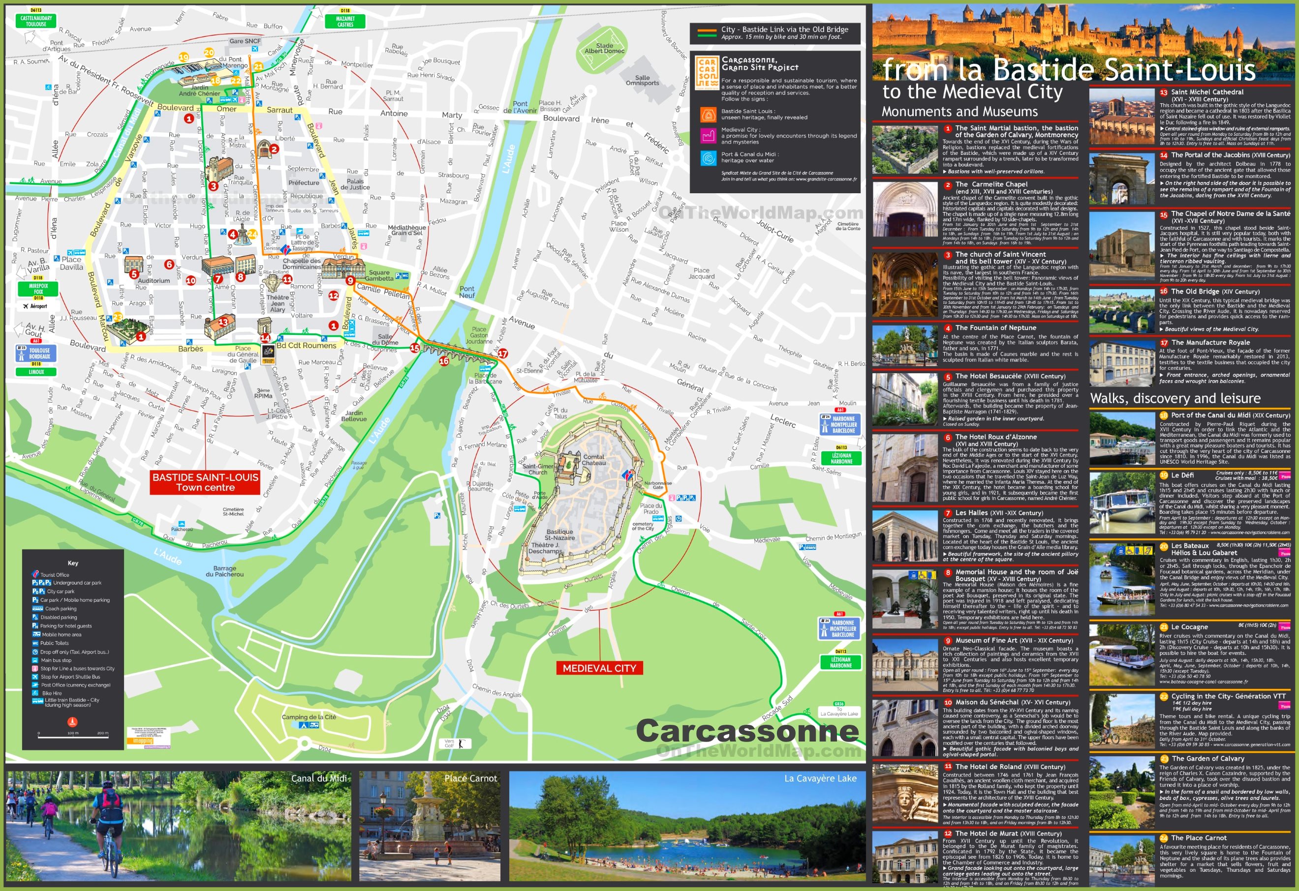 Carcassonne Tourist Attractions Map Ontheworldmap
