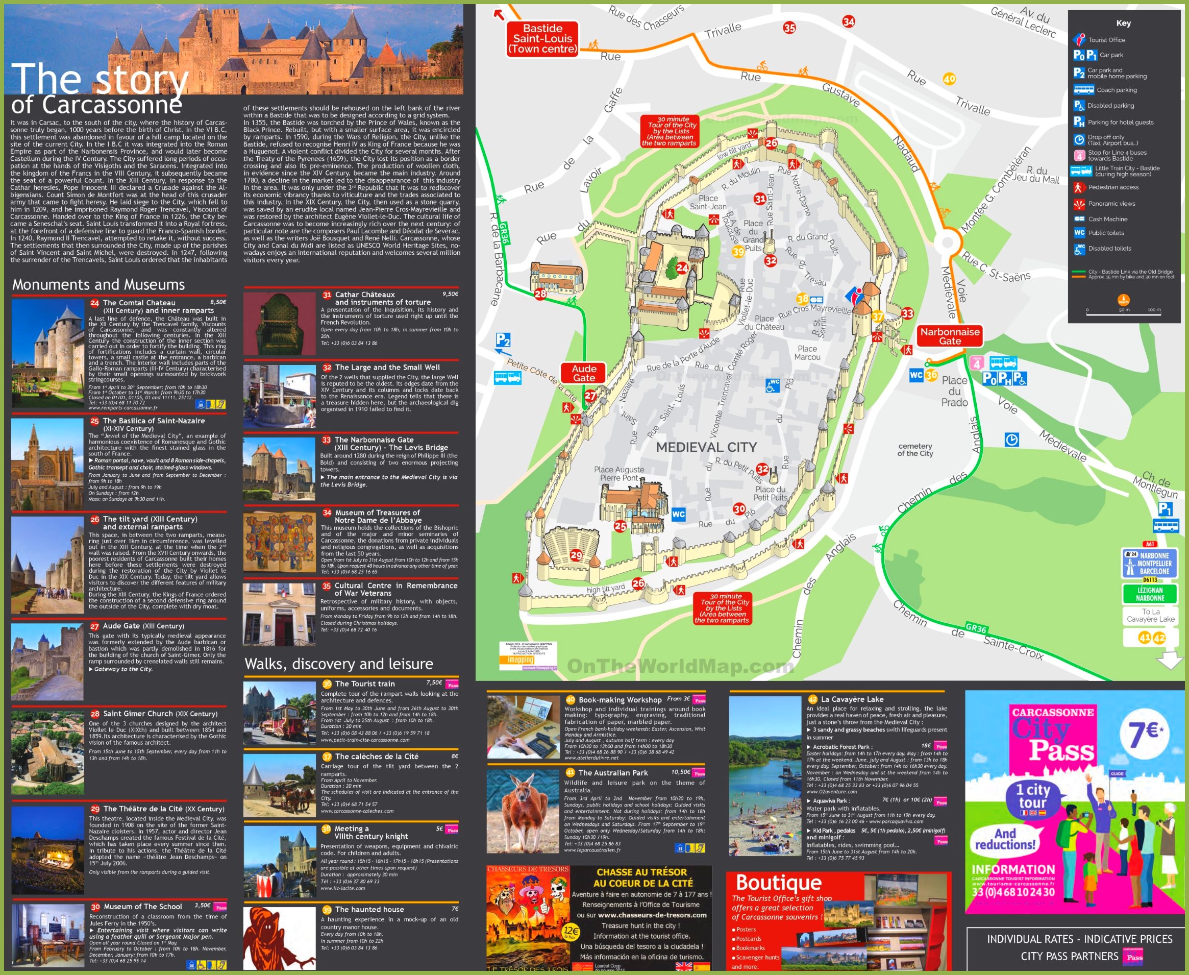 Cite De Carcassonne Tourist Map Ontheworldmap
