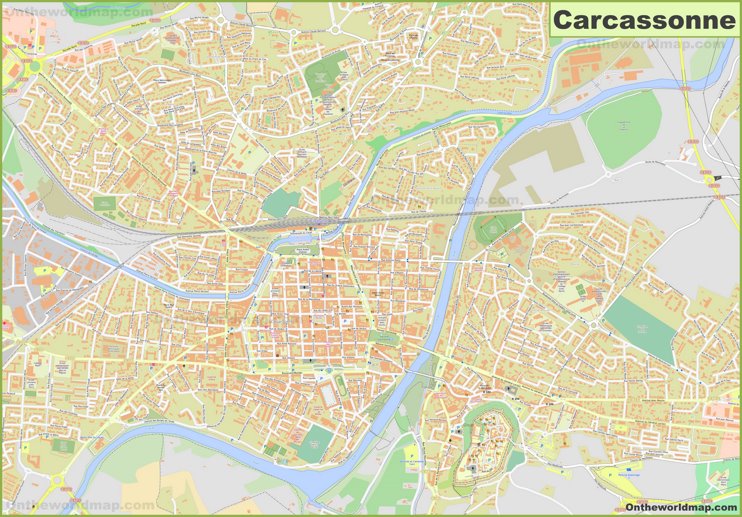Large detailed map of Carcassonne