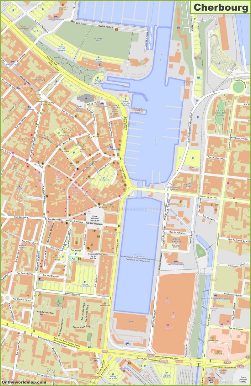 Cherbourg City Center Map