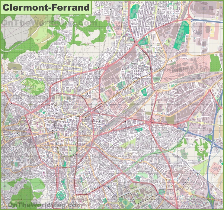 Large detailed map of Clermont-Ferrand