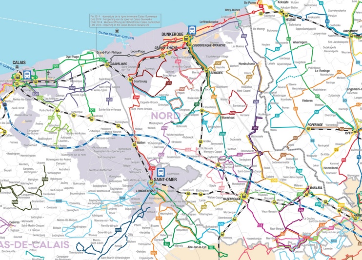 Transport map of surroundings of Dunkirk