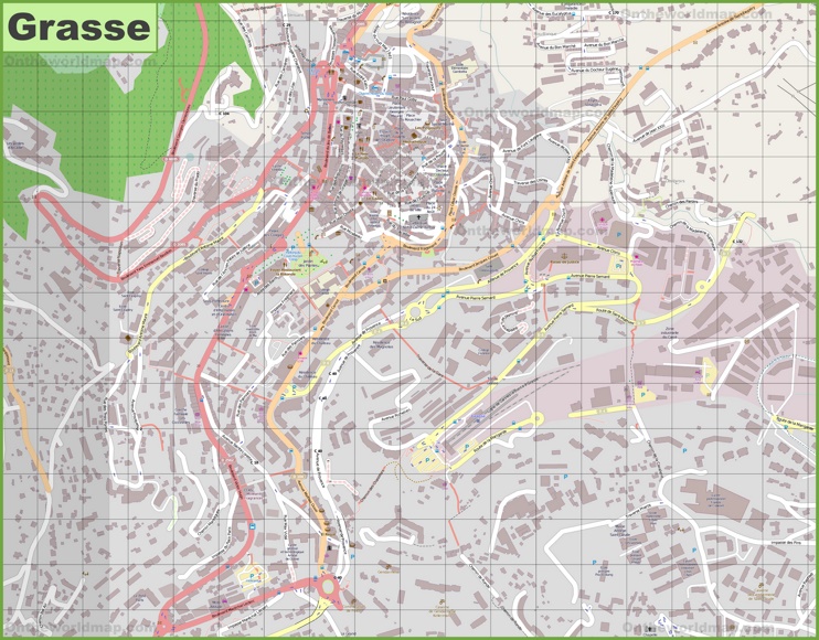 Large detailed map of Grasse