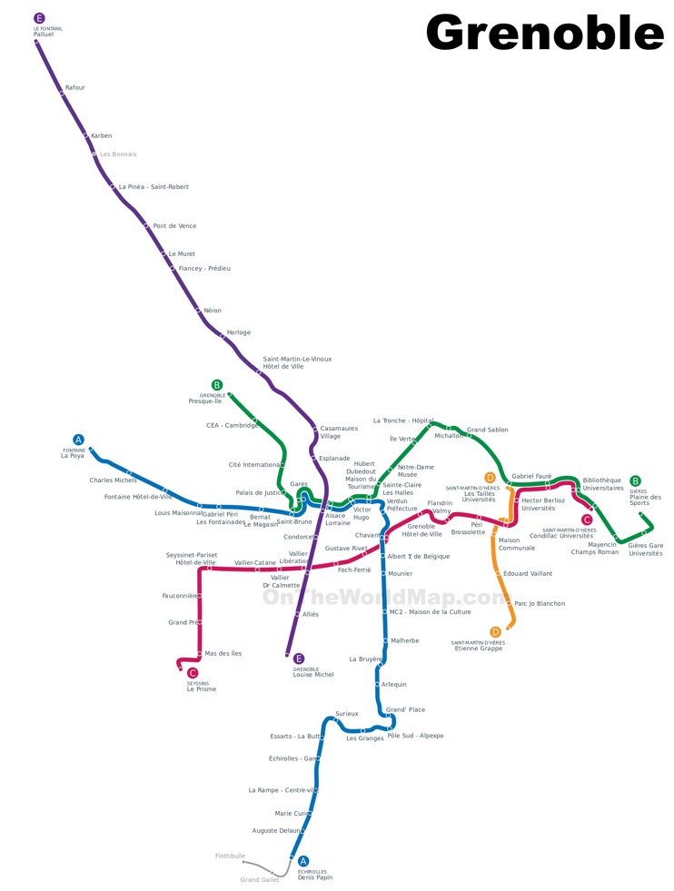 Grenoble tram map