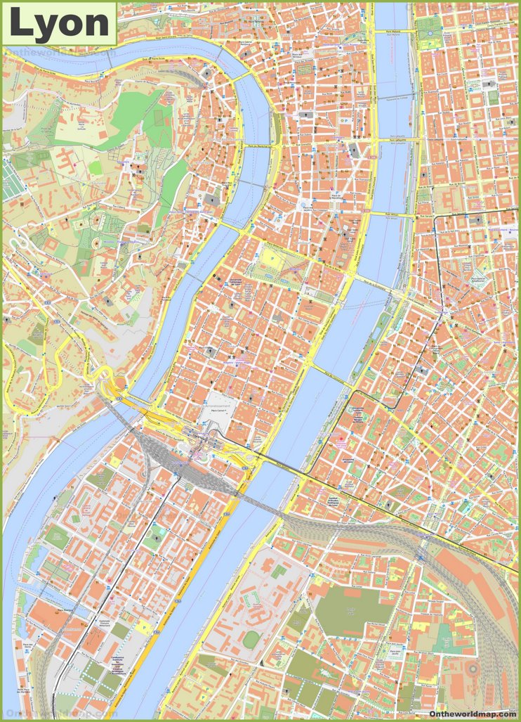 Detailed map of Lyon City Center