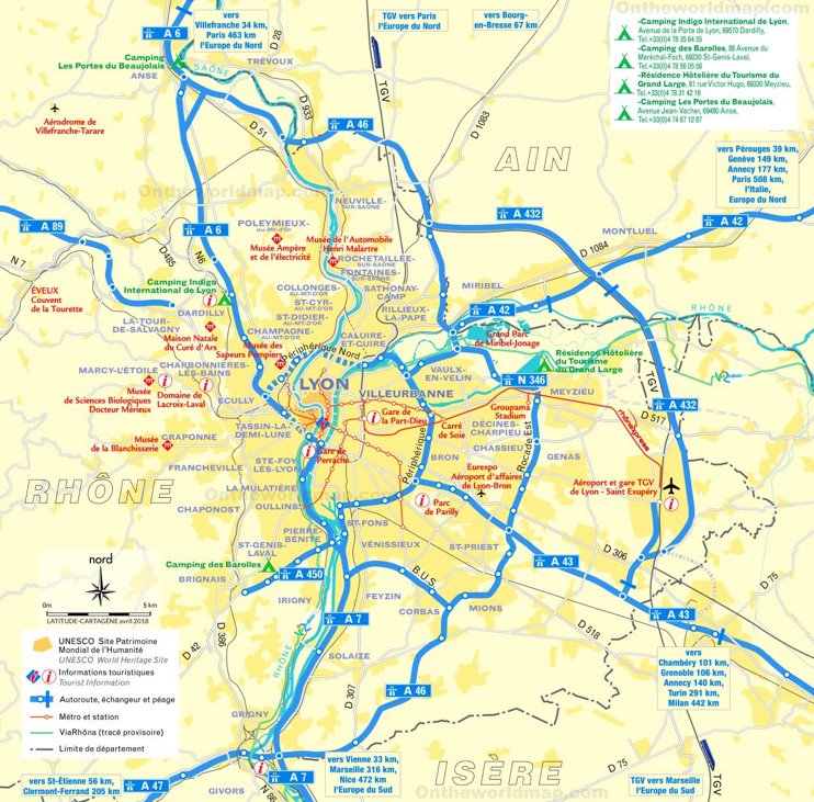 Lyon area road map
