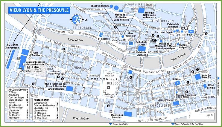 Lyon city centre map