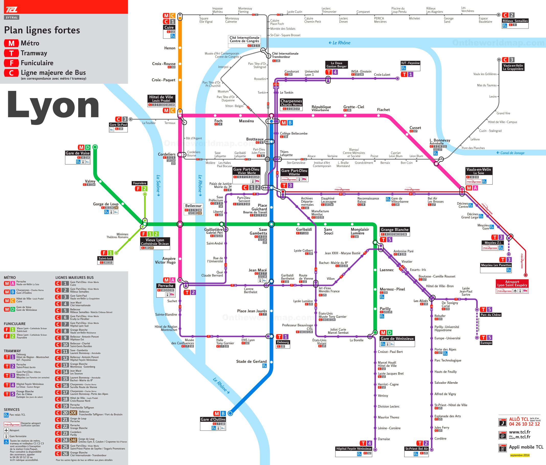 Lyon Metro Map Lyon Metro Lines And Stations Ontheworldmap Lyon Metro Map Lyon Metro Lines And Stations Ontheworldmap