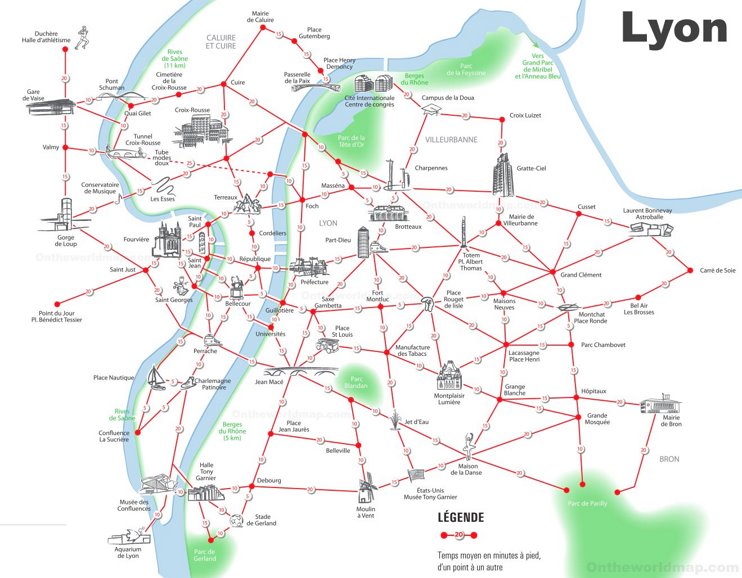 Lyon walking map