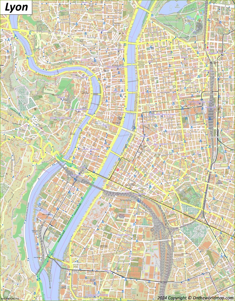 Map of Lyon City Centre