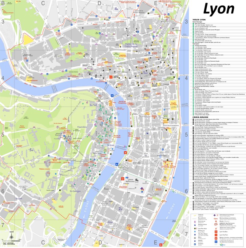 Tourist Map of Lyon Old Town