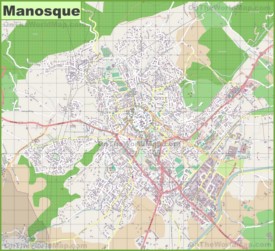 Large detailed map of Manosque