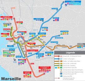 Marseille metro and tram map