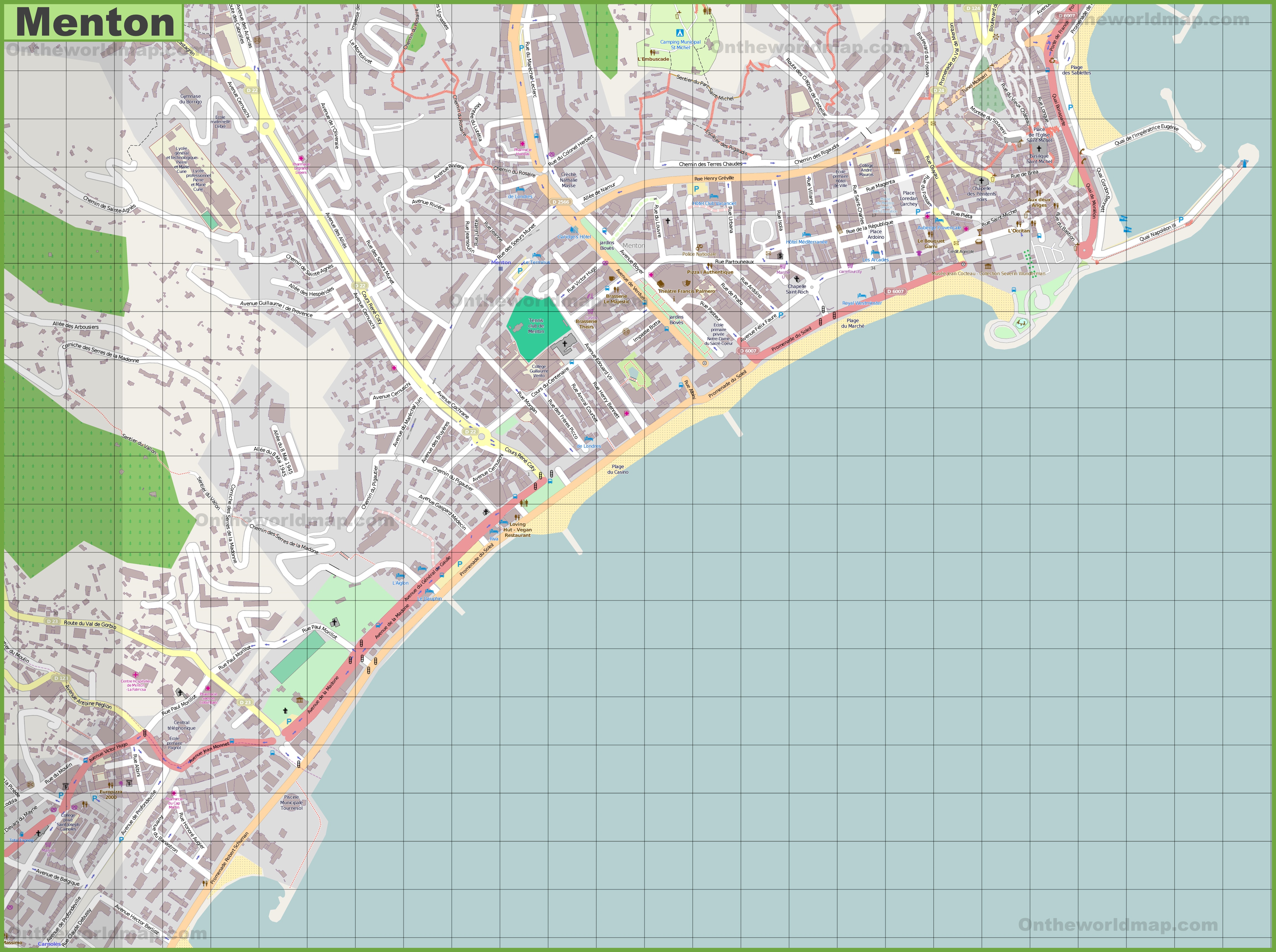 Map of Menton France and Surrounding Towns