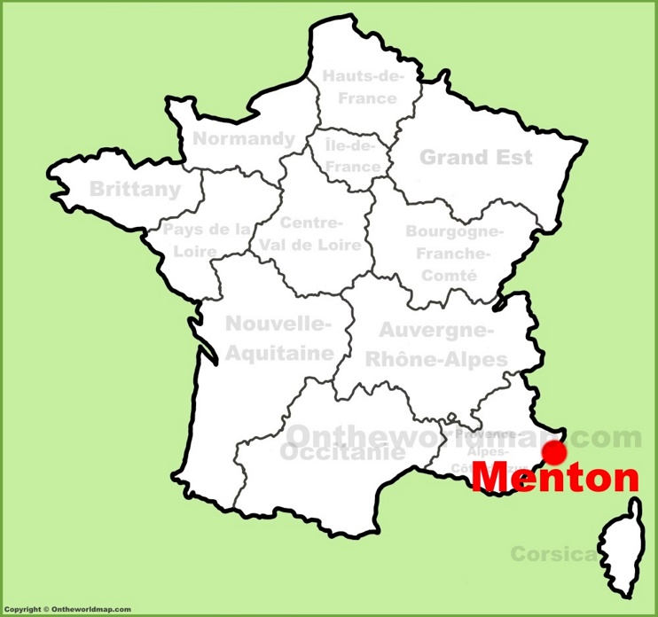 Menton location on the France map