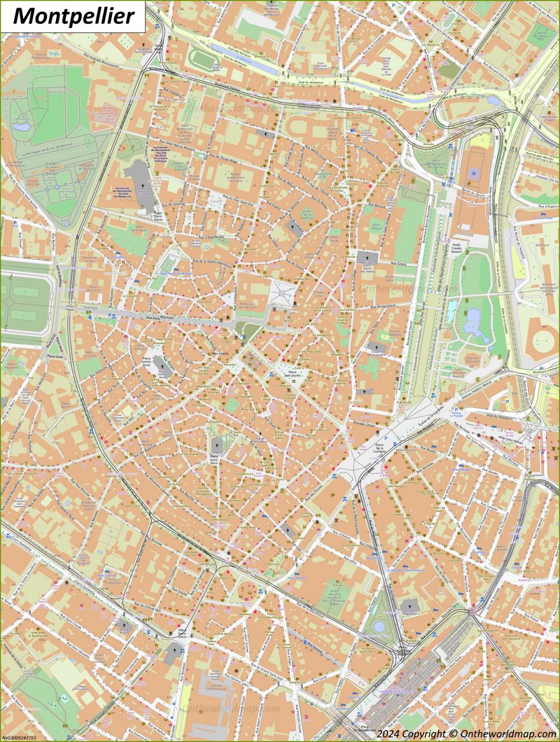 Map of Montpellier Old Town