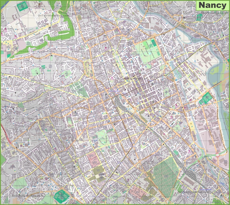 Large detailed map of Nancy