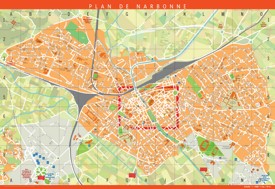 Large detailed tourist map of Narbonne