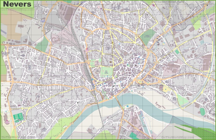 Large detailed map of Nevers